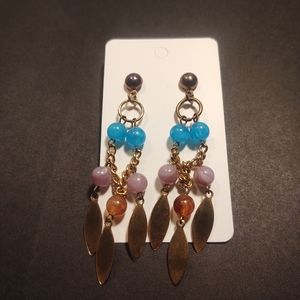 Blue purple and gold earrings